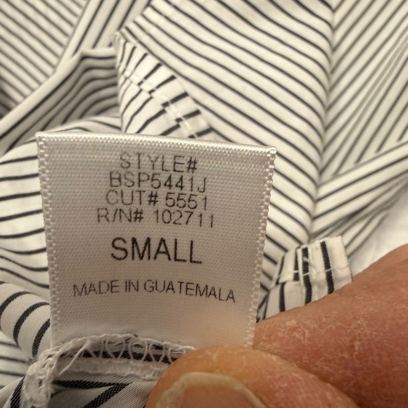 Gibson Black and White Striped Cotton blend Blouse with Bell Sleeves S - Picture 6 of 7